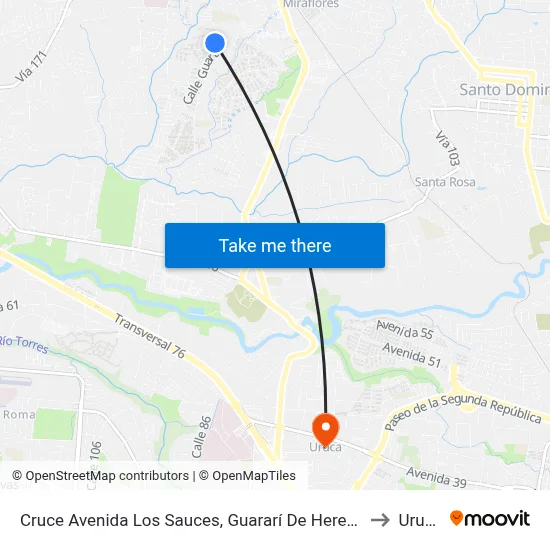 Cruce Avenida Los Sauces, Guararí De Heredia to Uruca map