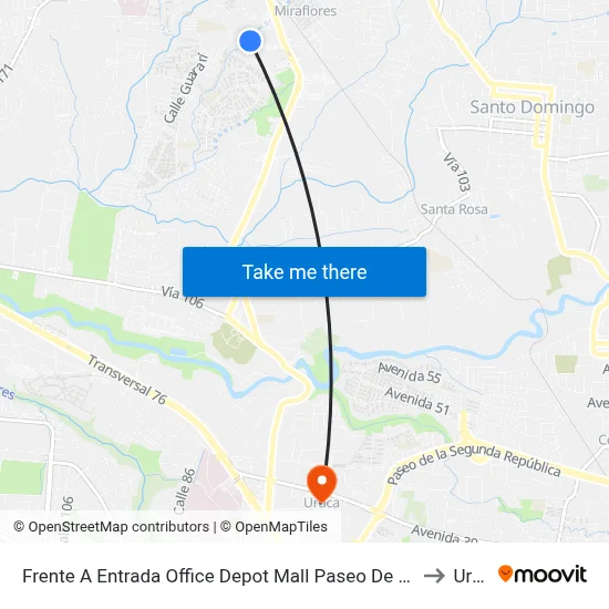 Frente A Entrada Office Depot Mall Paseo De Las Flores, Heredia to Uruca map