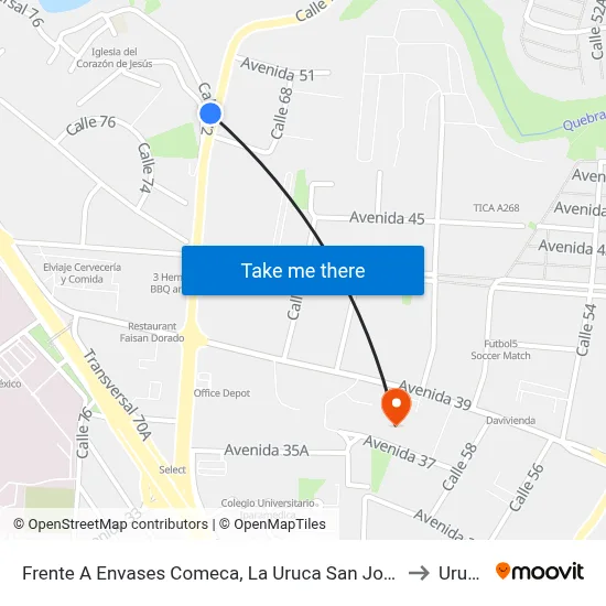 Frente A Envases Comeca, La Uruca San José to Uruca map