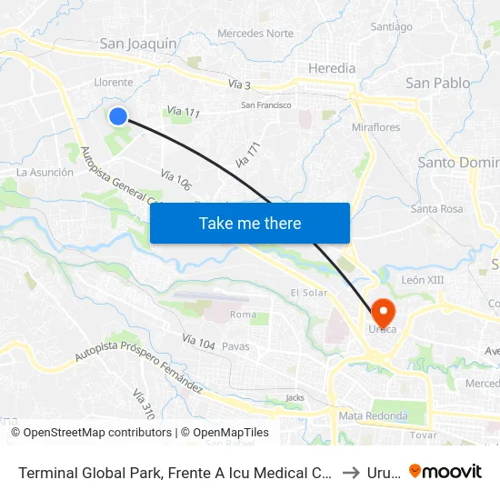 Terminal Global Park, Frente A Icu Medical Costa Rica to Uruca map