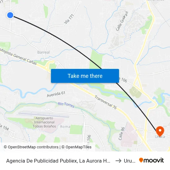 Agencia De Publicidad Publiex, La Aurora Heredia to Uruca map