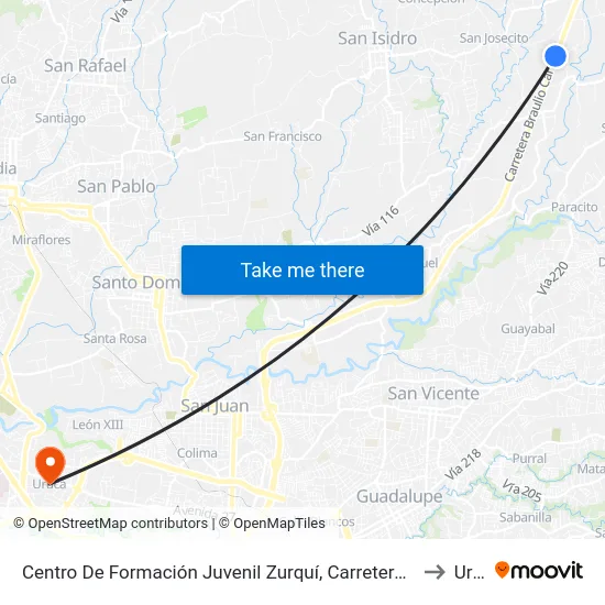 Centro De Formación Juvenil Zurquí, Carretera Braulio Carrillo San Isidro to Uruca map