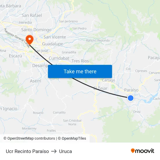Ucr Recinto Paraíso to Uruca map
