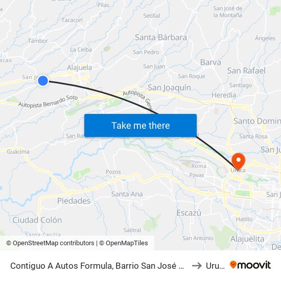 Contiguo A Autos Formula, Barrio San José Alajuela to Uruca map