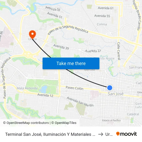 Terminal San José, Iluminación Y Materiales Eléctricos Mauro to Uruca map
