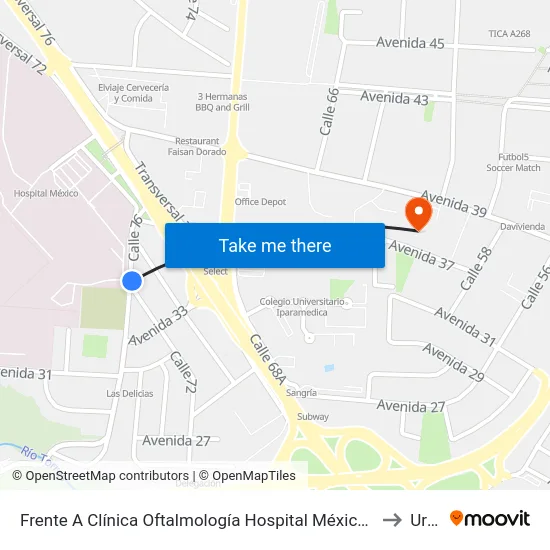 Frente A Clínica Oftalmología Hospital México, La Uruca San José to Uruca map
