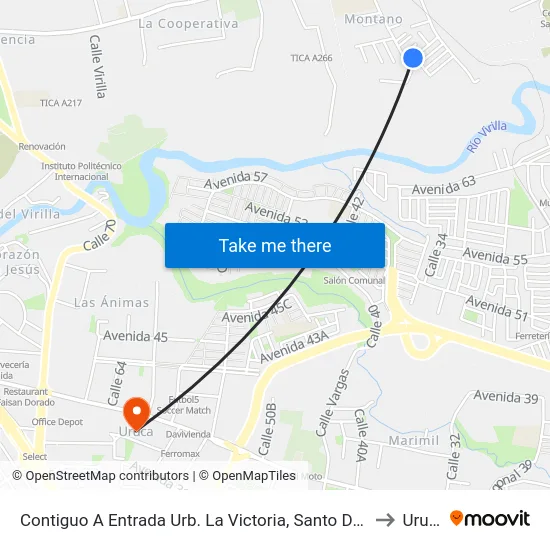 Contiguo A Entrada Urb. La Victoria, Santo Domingo to Uruca map