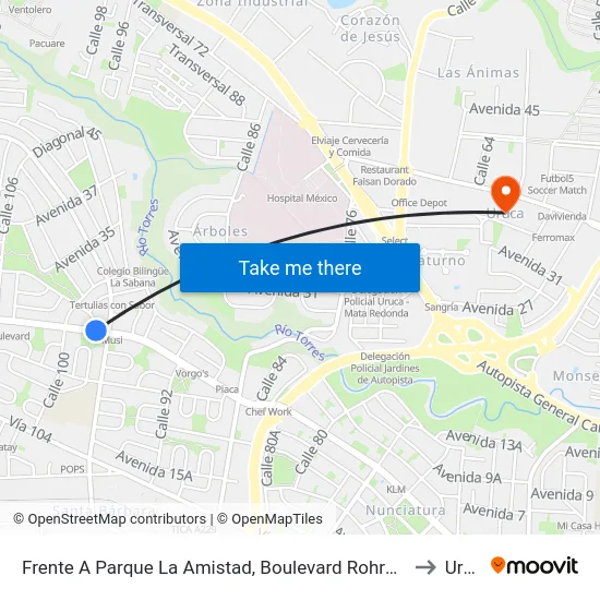 Frente A Parque La Amistad, Boulevard Rohrmoser San José to Uruca map