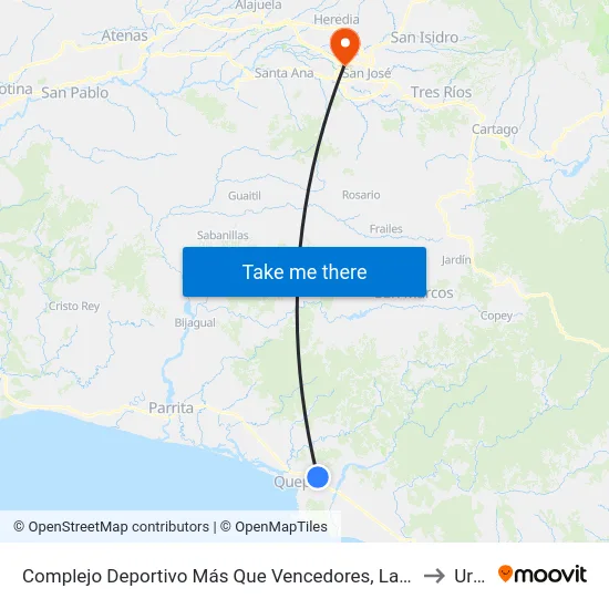 Complejo Deportivo Más Que Vencedores, La Inmaculada Quepos to Uruca map
