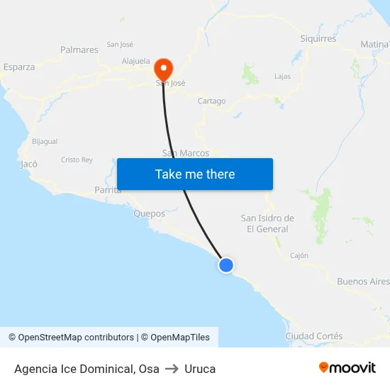 Agencia Ice Dominical, Osa to Uruca map