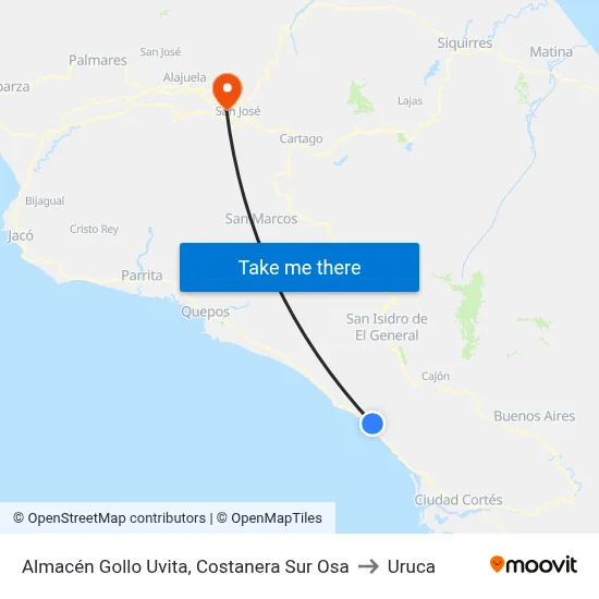Almacén Gollo Uvita, Costanera Sur Osa to Uruca map
