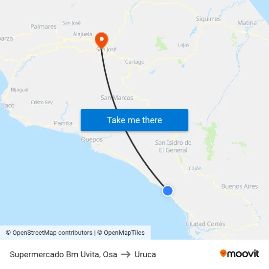 Supermercado Bm Uvita, Osa to Uruca map