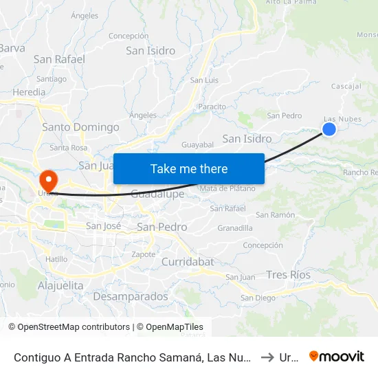Contiguo A Entrada Rancho Samaná, Las Nubes Coronado to Uruca map