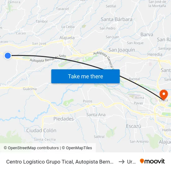 Centro Logístico Grupo Tical, Autopista Bernardo Soto Alajuela to Uruca map