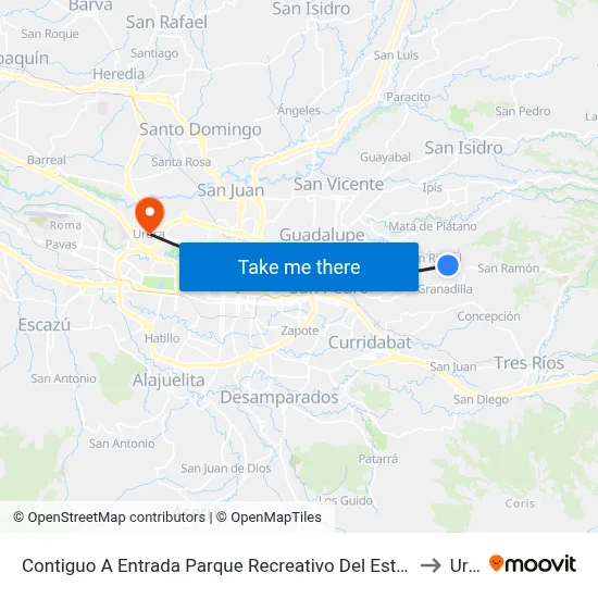 Contiguo A Entrada Parque Recreativo Del Este, San Rafael Montes De Oca to Uruca map
