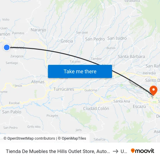 Tienda De Muebles the Hills Outlet Store, Autopista Bernardo Soto San Ramón to Uruca map
