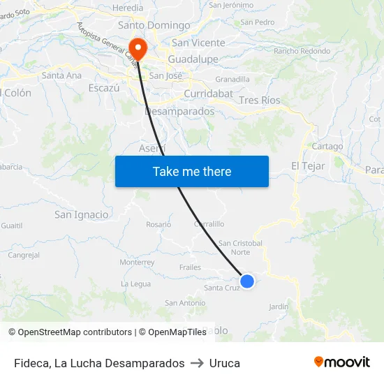 Fideca, La Lucha Desamparados to Uruca map