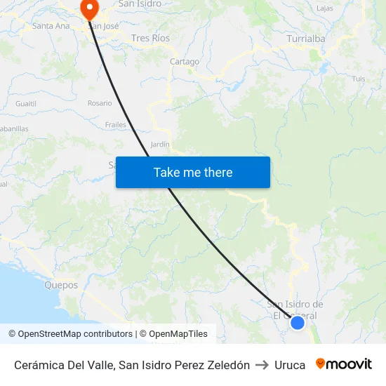 Frente A Cerámicas Del Valle, San Isidro Perez Zeledón to Uruca map