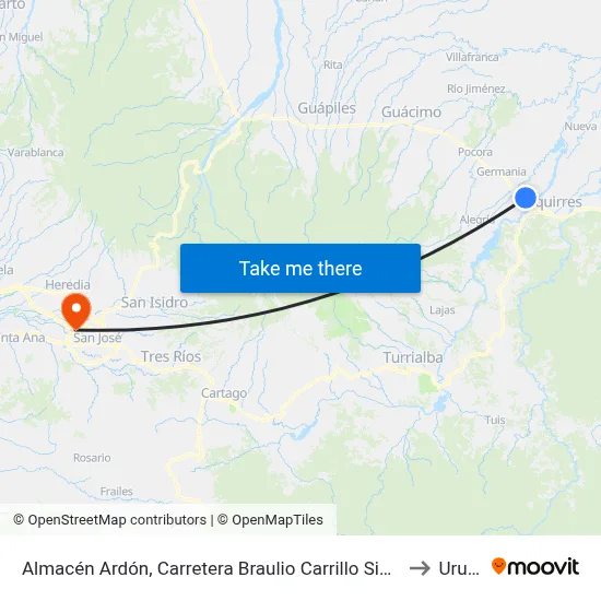 Almacén Ardón, Carretera Braulio Carrillo Siquirres to Uruca map