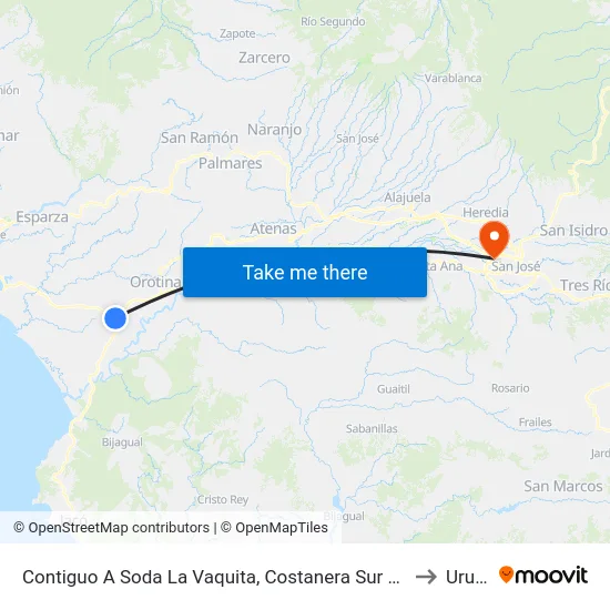 Contiguo A Soda La Vaquita, Costanera Sur Orotina to Uruca map