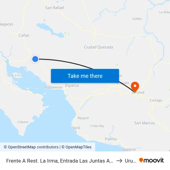 Frente A Rest. La Irma, Entrada Las Juntas Abangares to Uruca map