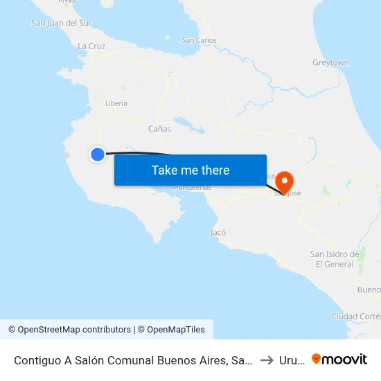 Contiguo A Salón Comunal Buenos Aires, Santa Cruz to Uruca map