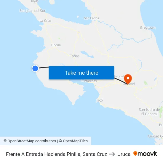 Frente A Entrada Hacienda Pinilla, Santa Cruz to Uruca map