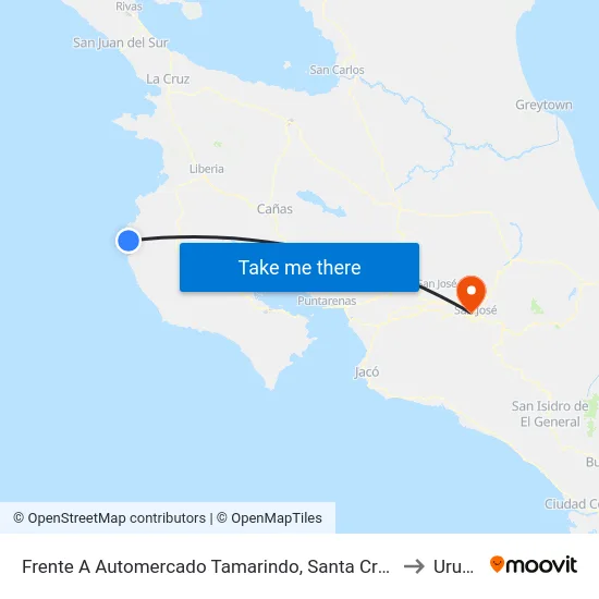 Frente A Automercado Tamarindo, Santa Cruz to Uruca map