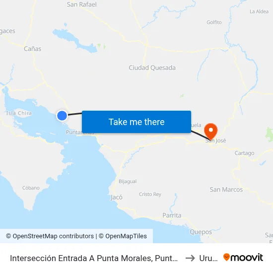 Intersección Entrada A Punta Morales, Puntarenas to Uruca map