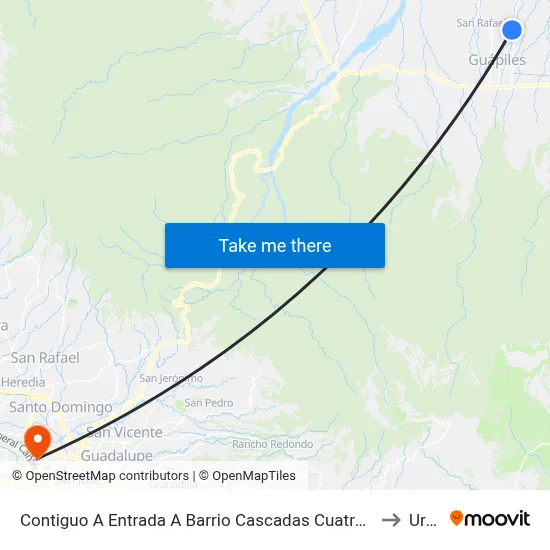 Contiguo A Entrada A Barrio Cascadas Cuatro, Guápiles Pococí to Uruca map