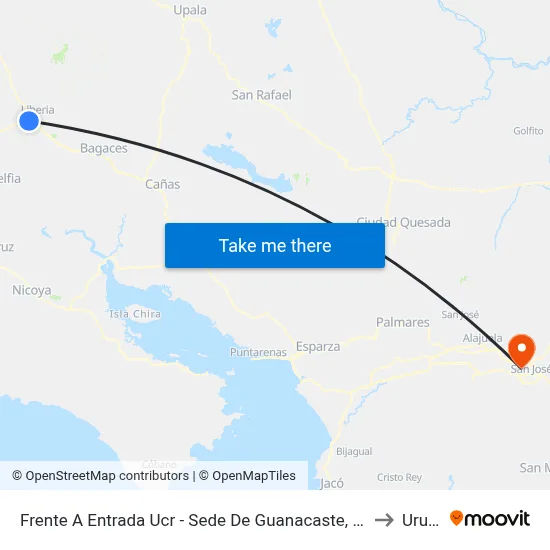 Frente A Entrada Ucr - Sede De Guanacaste, Liberia to Uruca map