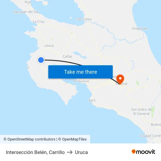 Intersección Belén, Carrillo to Uruca map