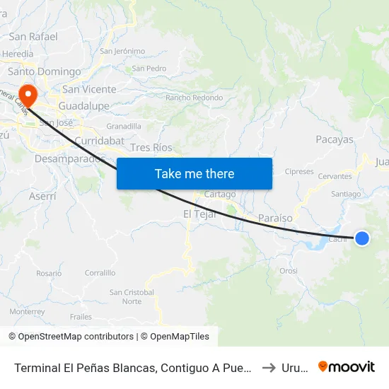 Terminal El Peñas Blancas, Contiguo A Puente to Uruca map
