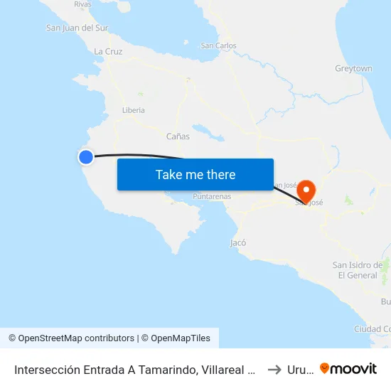 Intersección Entrada A Tamarindo, Villareal Santa Cruz to Uruca map
