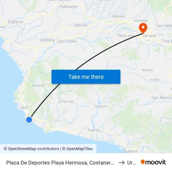 Plaza De Deportes Playa Hermosa, Costanera Sur Garabito to Uruca map