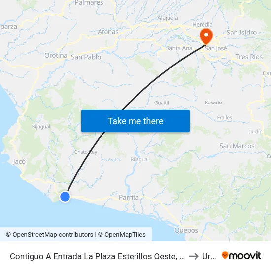 Contiguo A Entrada La Plaza Esterillos Oeste, Costanera Sur Parrita to Uruca map