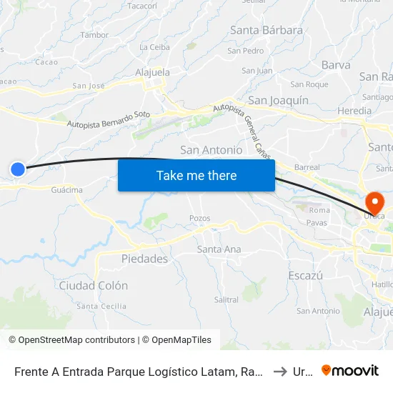 Frente A Entrada Parque Logístico Latam, Radial El Coyol Alajuela to Uruca map