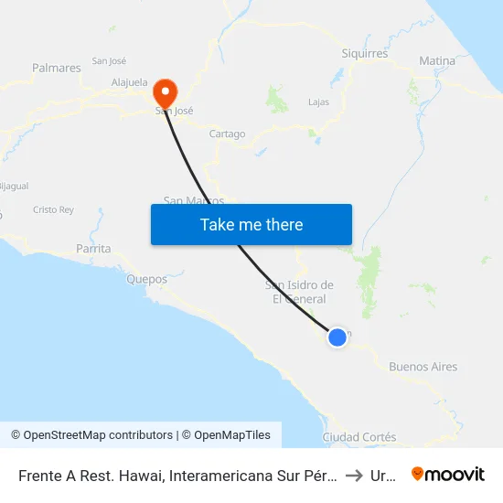 Frente A Rest. Hawai, Interamericana Sur Pérez Zeledón to Uruca map