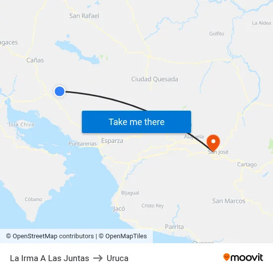 La Irma A Las Juntas to Uruca map