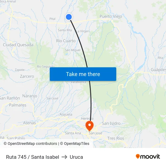 Ruta 745 / Santa Isabel to Uruca map