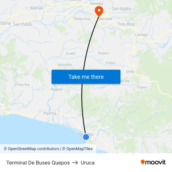 Terminal De Buses Quepos to Uruca map