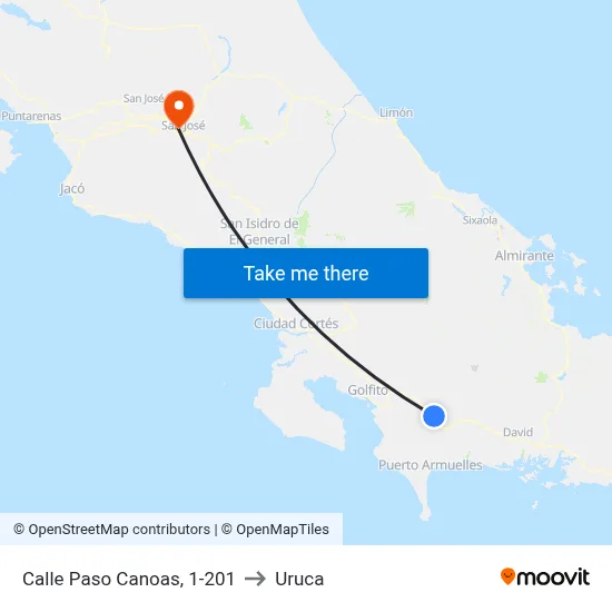 Calle Paso Canoas, 1-201 to Uruca map