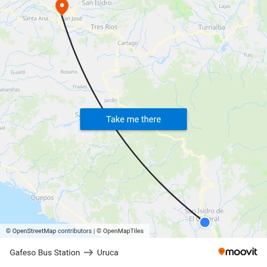 Gafeso Bus Station to Uruca map
