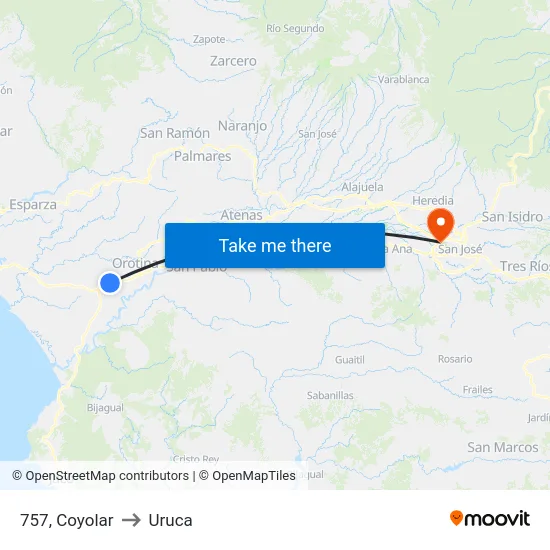 757, Coyolar to Uruca map