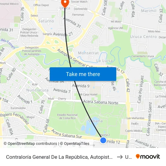 Contraloría General De La República, Autopista Próspero Fernández San José to Uruca map