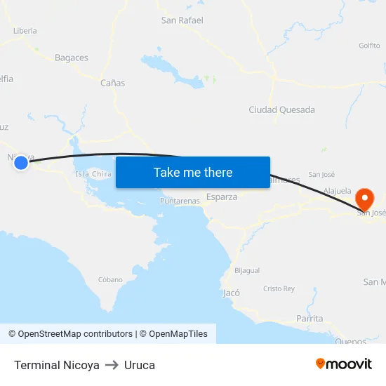 Terminal Nicoya to Uruca map