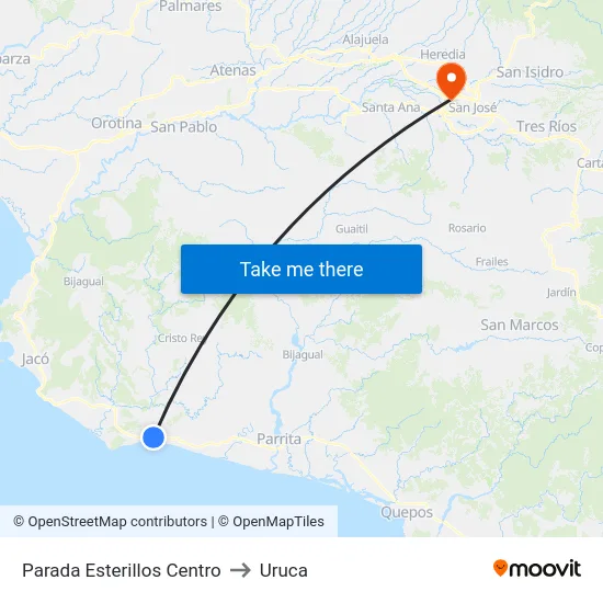 Parada Esterillos Centro to Uruca map