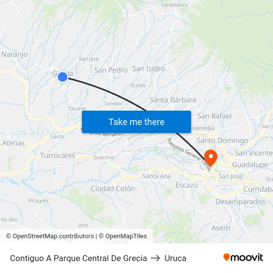 Contiguo A Parque Central De Grecia to Uruca map