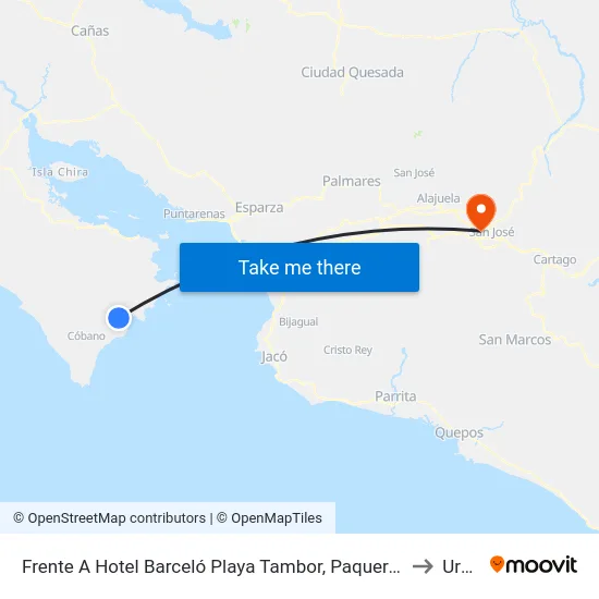 Frente A Hotel Barceló Playa Tambor, Paquera Puntarenas to Uruca map