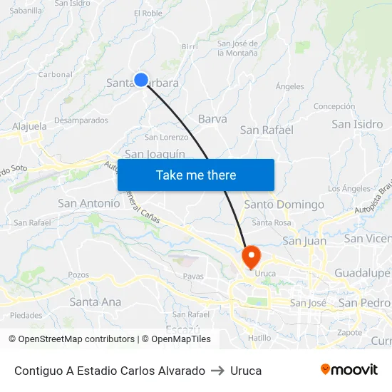 Contiguo A Estadio Carlos Alvarado to Uruca map